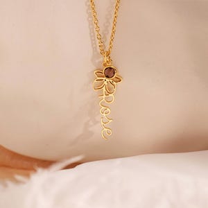 Colar personalizado com nome de flor de nascimento, colar com pedra de nascimento de família em ouro, colar com letras personalizadas, presentes para festa de casamento, presentes de Natal, para a mãe