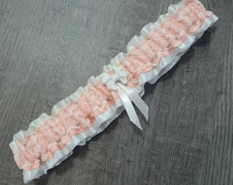 Peach and Ivory Vintage Style Wedding Garter