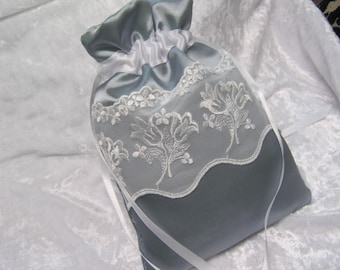 Vintage Satin Wedding Keepsake Bag: Something Blue Bridal Purse