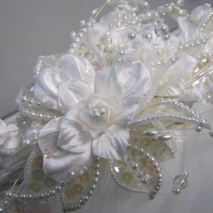Vintage Beaded Wedding Veil: Tulle Headpiece, 30&quot;