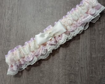 Lilac, Pink and Ivory Wedding Garter
