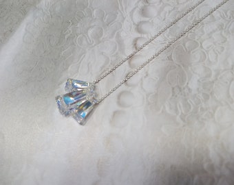 Pretty Vintage Silver Necklace with Crystals
