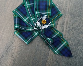 Scottish Wedding Boutonniere: Campbell Tartan, Vintage Brooch