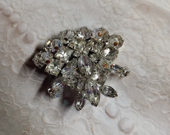 Large Vintage Rhinestone Brooch with crystals