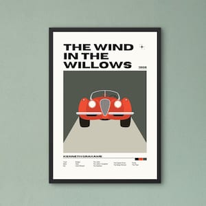The Wind in the Willows Midcentury Style Wall Art Print- Classic Literature Poster for Nursery, Kid&#39;s Room, Baby Room, Play Room, Book Nook
