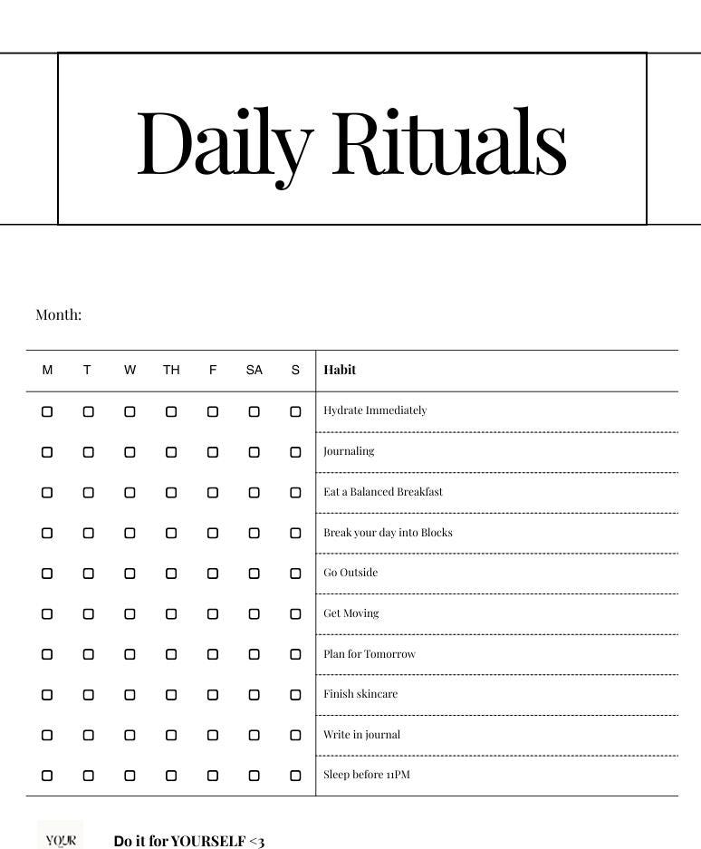 Daily planner, planner, journal, self care, routines