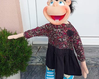 Muñeca ventrílocua hecha a mano: boca móvil, muñeca de artista, teatro