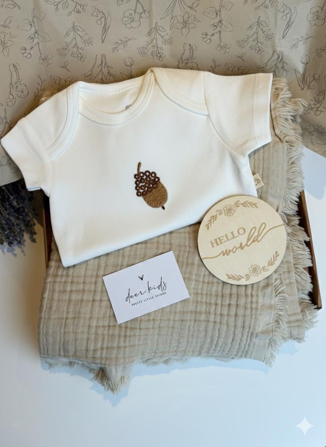 Newborn Baby Gift Box | Baby Blanket & Bodysuit Set | Unisex Boho ...
