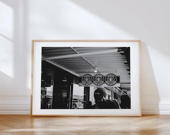スターバックスモノクロ写真風額縁・インテリア シアトル・パイク・プレイス店のスターバックス写真プリント