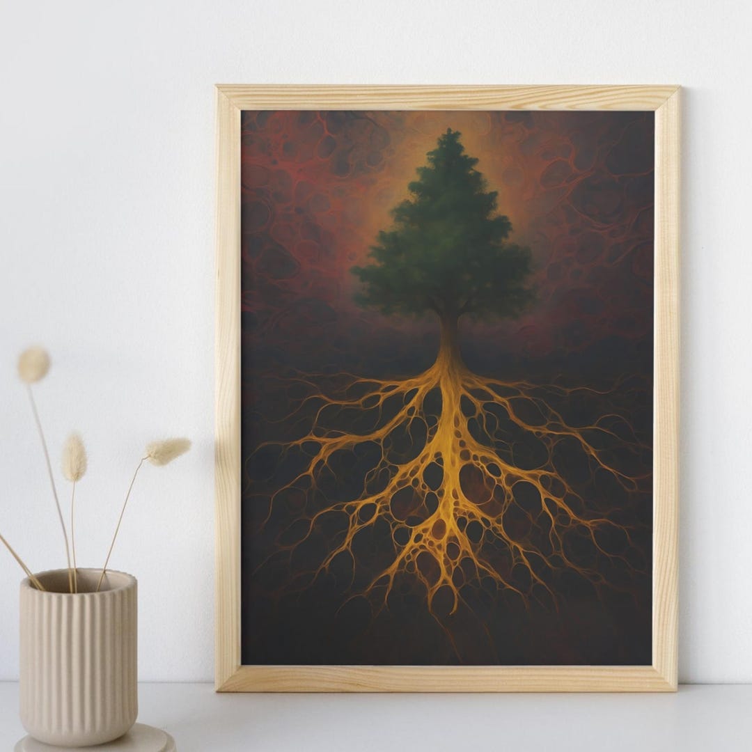 Abstract Tree Roots Art Print: Cosmic Acrylic Pouring (digital Download ...