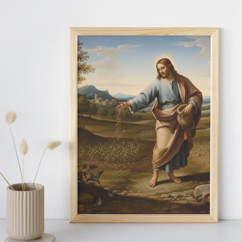 Parable of the Sower Art: Jesus Painting, Christian Home Decor (digital ...
