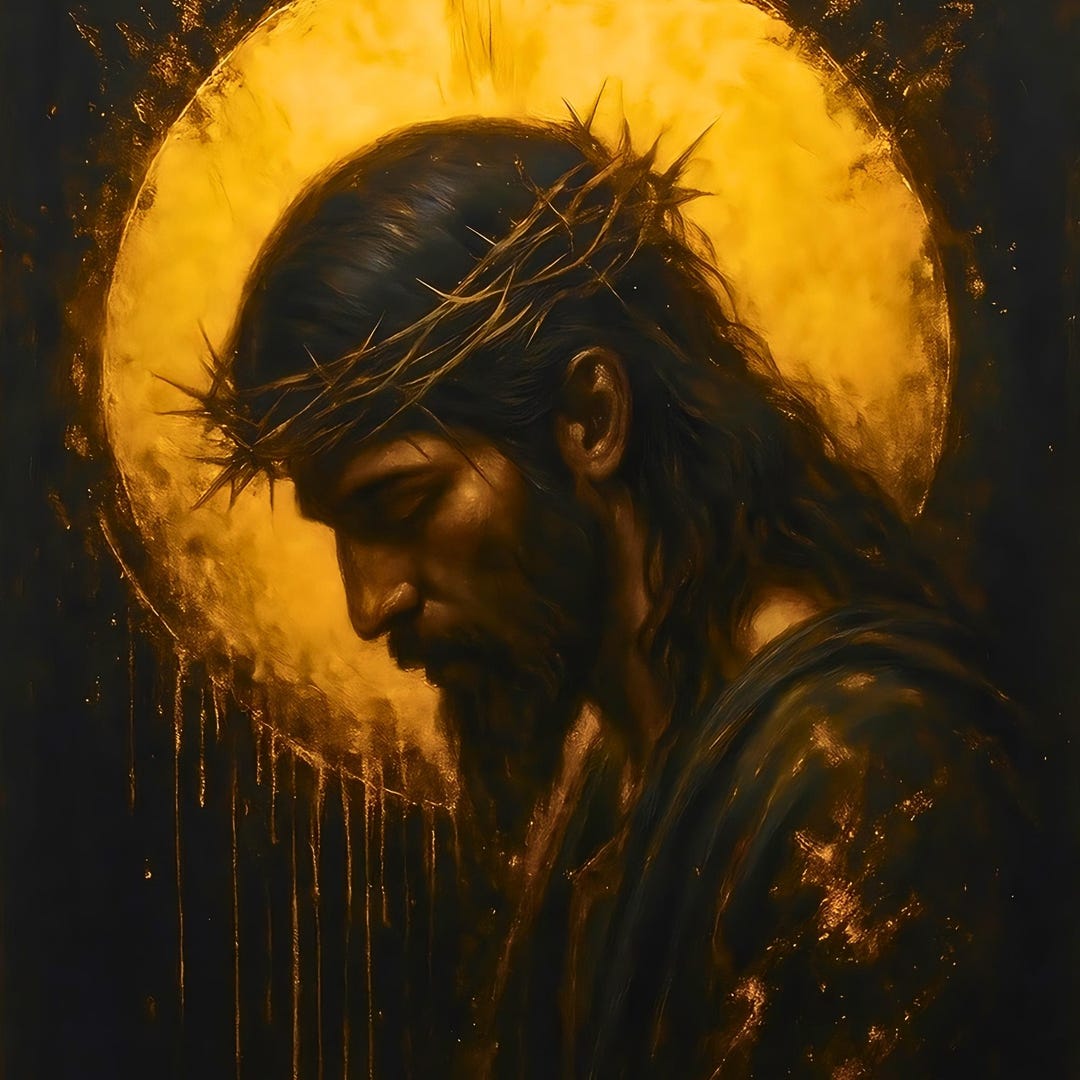 Jesus Crown of Thorns Golden Halo Art | Christian Wall Art | Religious ...