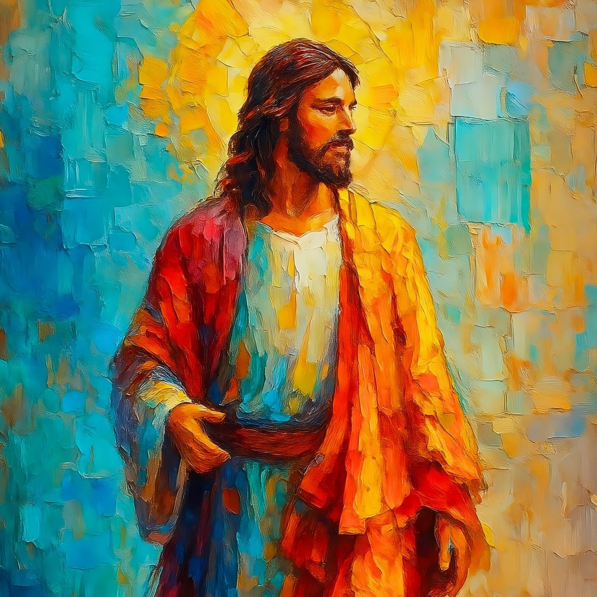 Jesus Artwork Colorful Oil Style | Christian Wall Art Print | Christian ...