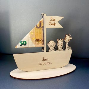Geld cadeau lasergesneden bestand schip doopsel doop geschenk geboorte SVG-bestand