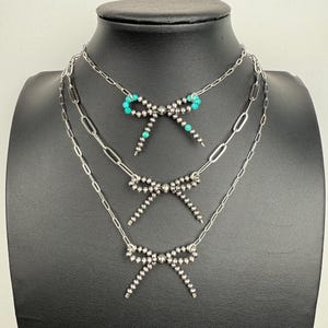 Bow Necklace with oxidized sterling silver pearls, Paperclip Chain,gift.