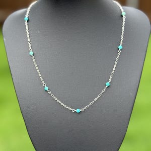 Turquoise Beaded Necklace: Sterling Silver, Gold Filled Boho Jewelry