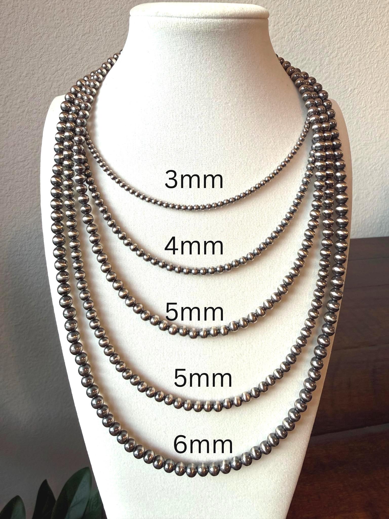Desert Pearl Necklace, Navajo Style Oxidized Sterling Silver Beads,…