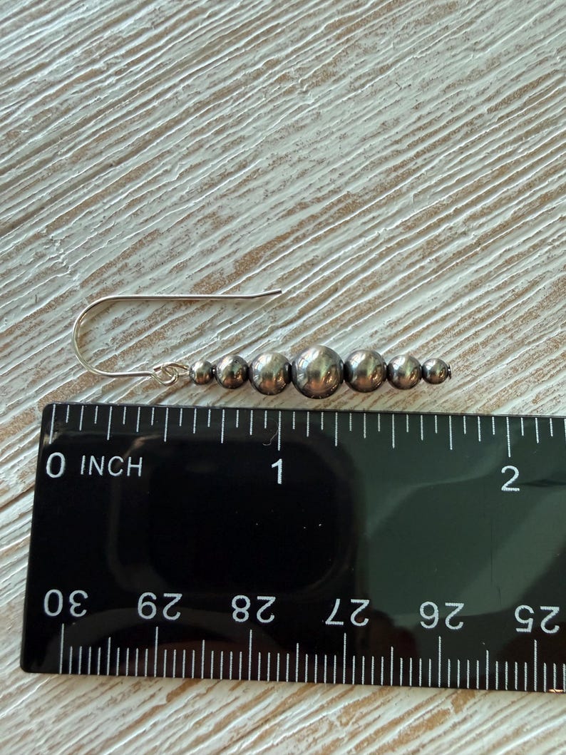 Oxidized Sterling Silver pearl earrings, graduated Style, western jewelry, gift. bild 7