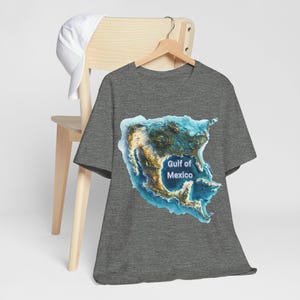 Golf von Mexiko Karte T-Shirt, lässiges Grafik-T-Shirt für Reiseliebhaber, Meer-Liebhaber, einzigartiges Geschenk für Naturbegeisterte, Sommer-Outfit, Bademode
