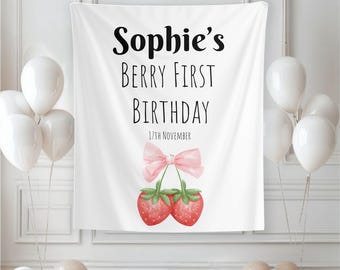 Beeren erster Geburtstag Banner | Personalisierter Geburtstag | Beere Sweet One Girlande | Erdbeeren erstes Geburtstagskind | Geburtstags-Wandbehang