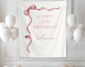 Custom Happy Birthday Banner, Personalized Birthday Decor Birthday Highchair sign Birthday Party Backdrop Banner Birthday Girl Wall Tapestry
