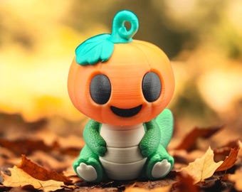 Pumpkin Dinosaur Keychain – 3D Printed, Jack-o’-Lantern Head Desk Buddy, Cutecore Halloween