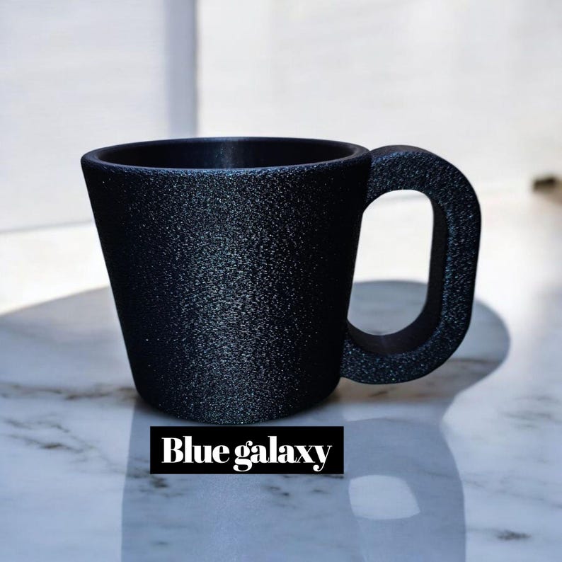 Pint Ice Cream Holder Mug Style, With Spoon Holder, 3D printed, gift for Ice cream lovers Blue Galaxy