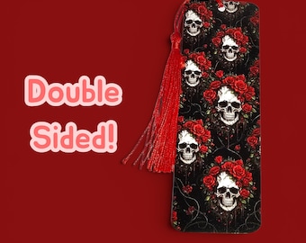 Skull & Roses Acrylic Bookmark • Gothic Romance Bookmark • Book Lover Gift • 2"x6" Aesthetic Bookmark for Readers