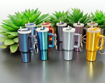 Tumbler Keychain – 3D Printed w/Removable Lid, Chapstick Holder, Stash Container
