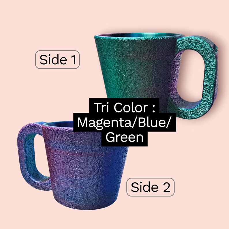 Pint Ice Cream Holder Mug Style, With Spoon Holder, 3D printed, gift for Ice cream lovers TriColor MAG/BL/GRN