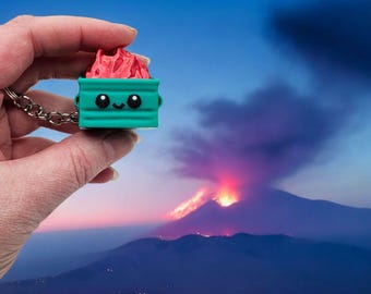 Happy Little Dumpster Fire Fidget Clicker Keychain 3D Printed - Bag charm/ Backpack Accessory, Great Co-Worker Gift