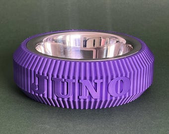 Comedero personalizado para mascotas impreso en 3D: nombre personalizado, diseño moderno