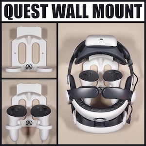 Quest 3 Wall Mount BOBOVR for Headset & Controllers – 3D Printed, Space-Saving, Durable PETG, VR Storage, Includes Mounting Screws