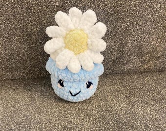 Crochet Daisy Flower in Pot: Handmade Plush Amigurumi Decor