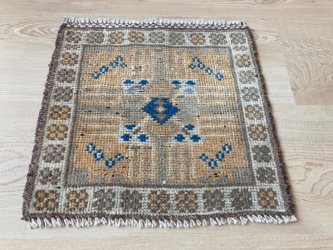 Square Rug, 1x1 Turkish Rug, 1x1 Vintage Rug, 1x1 Small Rug, Oushak Rug ...