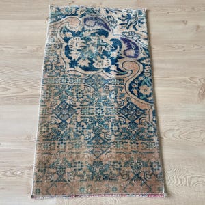 1.3x2.4 ft, Small Turkish rug, Boho rug, Antique Rug, Vintage mini rug, Brown rug, Bohemian rug, Doormat rug, Oushak rug, Wool rug, Bath rug