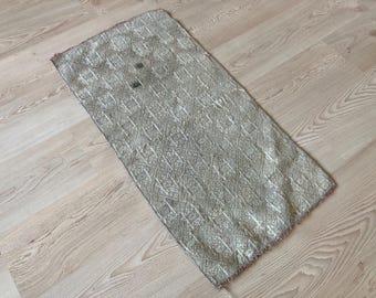 1.5x2.9ft, Small Turkish rug, Handmade rug, Muted rug, Faded rug, Vintage rug, Neutral rug, Brown rug, Doormat, Oushak Wool rug, Bath rug