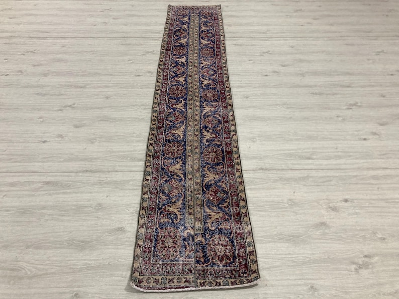 Turkish Patchwork Rugs Vintage Red Blue Patchwork Runner Rug, Handmade Turkish Hallway Rug ...