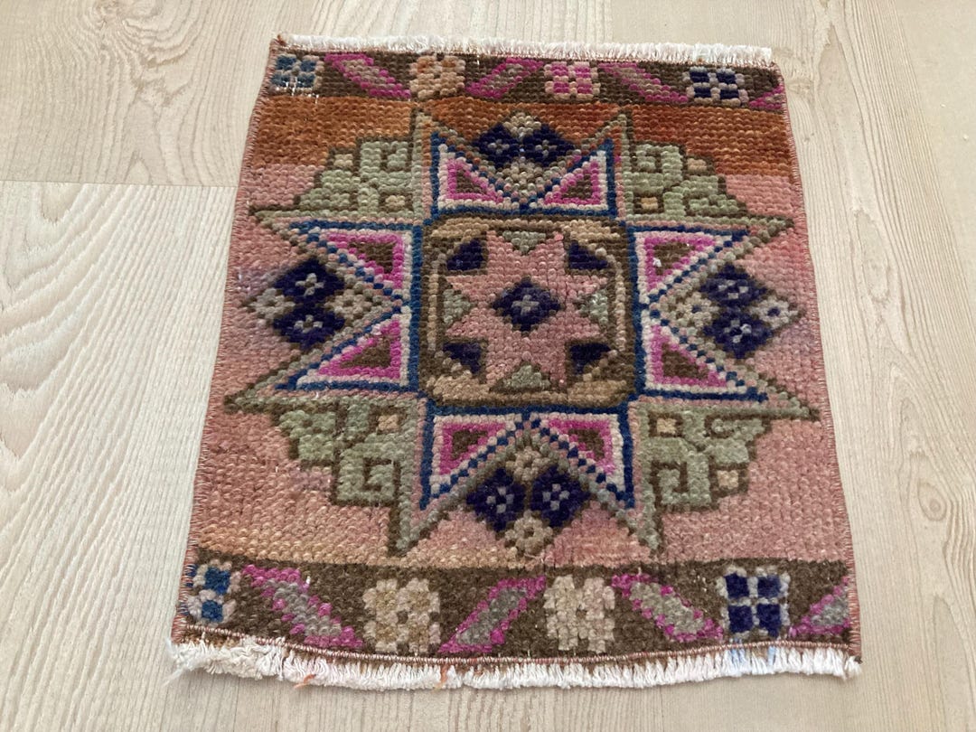 1x1.1 Ft, Square Rug, Vintage Mini Rug, Oriental Rug, Turkish Rug ...