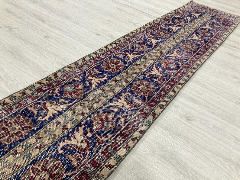 Turkish Patchwork Rugs Vintage Red Blue Patchwork Runner Rug, Handmade Turkish Hallway Rug ...