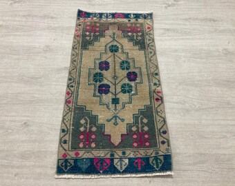 1.7x3.4ft, Small Brown rug, Turkish rug, Vintage rug, Rustic rug, Handmade rug, Bohemian rug, Doormat rug, Oushak rug, Wool rug, Bedroom rug