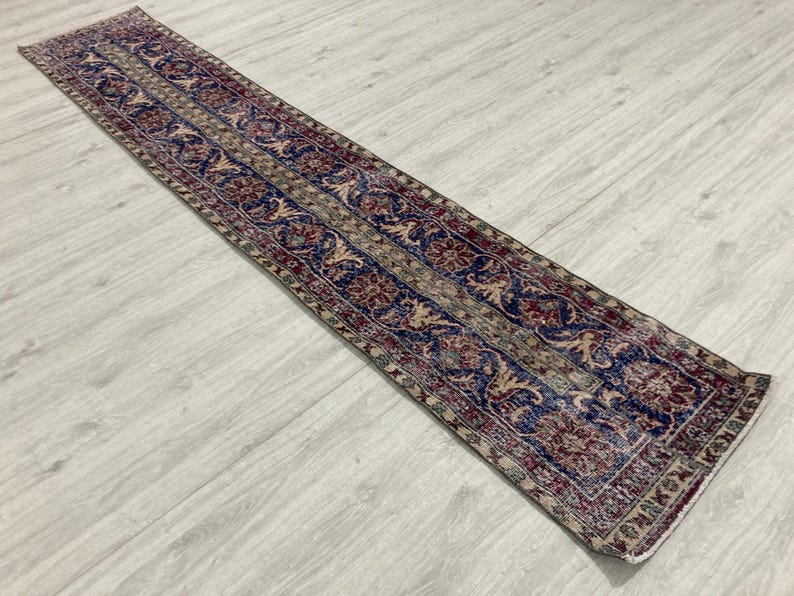 Turkish Patchwork Rugs Vintage Red Blue Patchwork Runner Rug, Handmade Turkish Hallway Rug ...