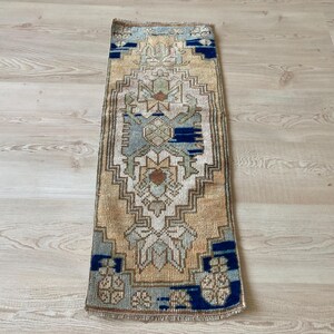 Small Turkish rug, Bohemian rug, Faded Orange rug, Vintage rug, Muted rug, Boho rug, Doormat rug, Oushak rug, Wool rug, Bath rug, 1.1x3 ft