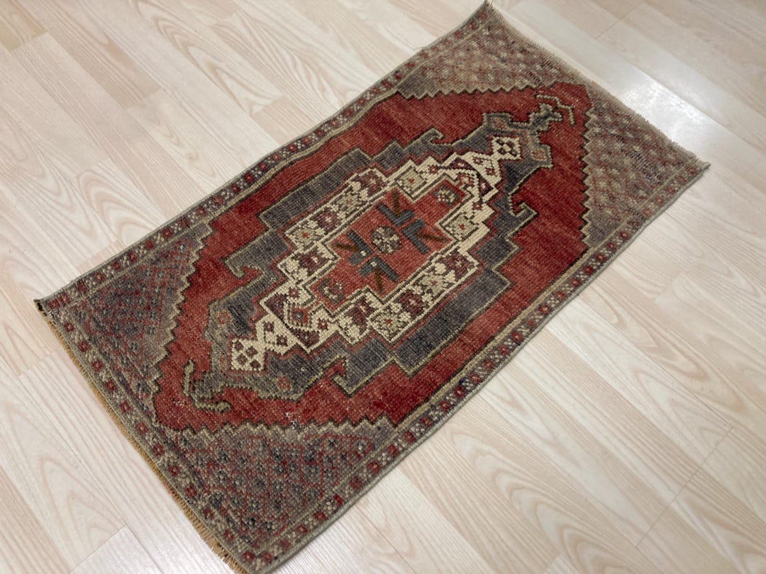 1.4x2.7ft, Small Red Rug, Turkish Rug, Tribal Rug, Vintage Mini Rug ...
