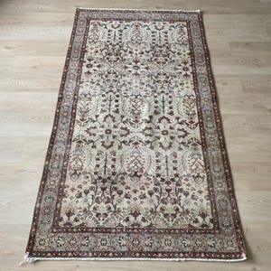 3.7x6.9 ft, Vintage rug, Bohemian rug, Turkish rug, Oushak rug, Large Brown rug, Area rug, Boho rug, Wool rug, Ethnic rug, Living room rug