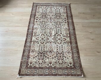3.7x6.9 ft, Vintage rug, Bohemian rug, Turkish rug, Oushak rug, Large Brown rug, Area rug, Boho rug, Wool rug, Ethnic rug, Living room rug