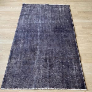 Vintage rug, Overdyed Black rug, Turkish rug, Oushak rug, Area rug, Faded rug, Boho rug, Wool rug, Distressed rug, Saloon rug, 3.8x6.4 ft