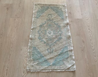 1.5x3ft, Brown rug, Turkish rug, Small Vintage rug, Oriental rug, Faded rug, Pale rug, Neutral rug, Doormat, Oushak rug, Wool rug, Bath rug