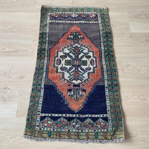 1.6x3 ft, Turkish rug, Unique rug, Vintage rug, Antique rug, Small Pink rug, Oriental rug, Boho rug, Doormat rug, Oushak Wool rug, Bath rug