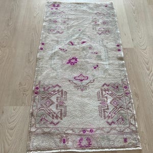 1.7x3.5ft, Turkish mini rug, Vintage rug, Small Brown rug, Soft rug, Boho decor rug, Antique rug, Doormat, Oushak rug, Wool rug, Bath rug